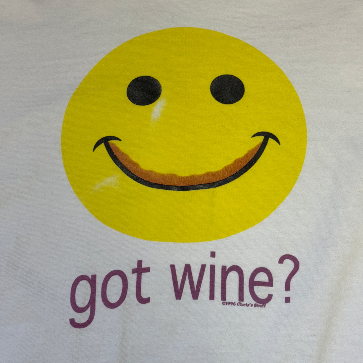 90s "got wine?"smiley Tシャツ